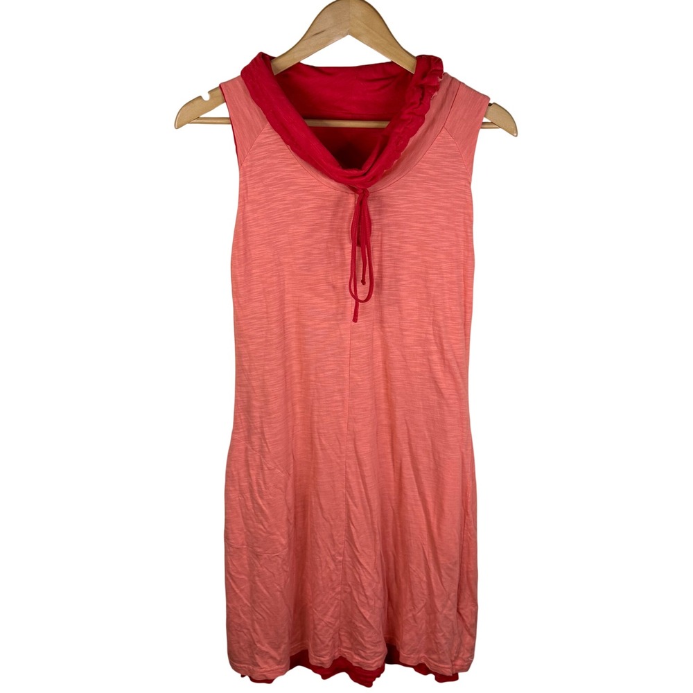 Kuhl Reversible Sleeveless Cowl Neck Drawstring Dress Coral Red Size M